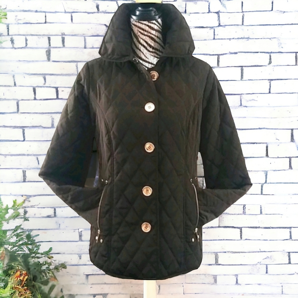 Michael Kors Quilted Jacket Women's Size M Brown Lightweight Stylish Classic